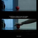 Two still frames from the video “Instruction to the Ball Measure” with the following captions: “The ball measure is designed to assess the intolerance of uncertainty “ and “A ball is a particle”.