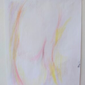Coloured curved abstract pencil markings in warm colours.