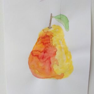 An orange and yellow pear.
