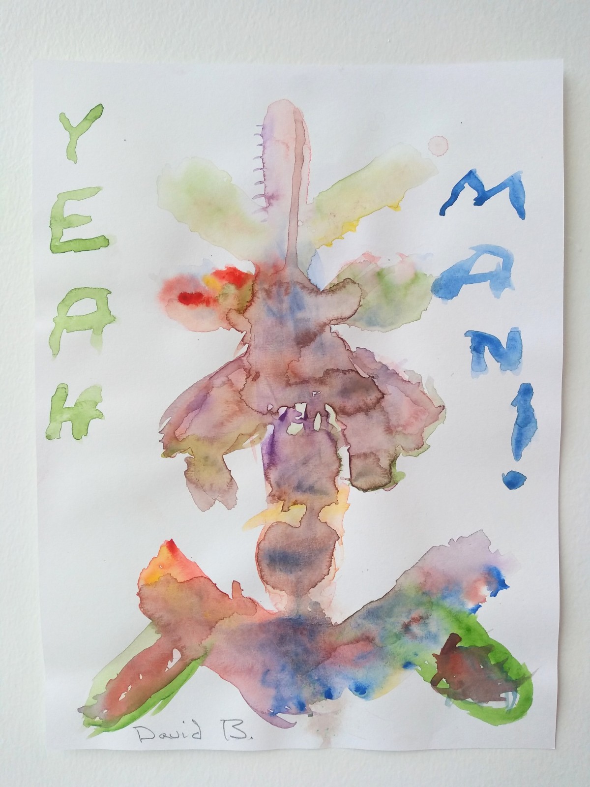 Abstract flower with text each word, Yeah and Man on it's sides