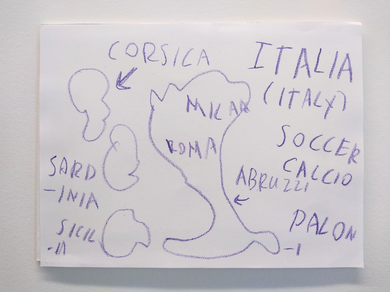Hand drawn map of Italy.