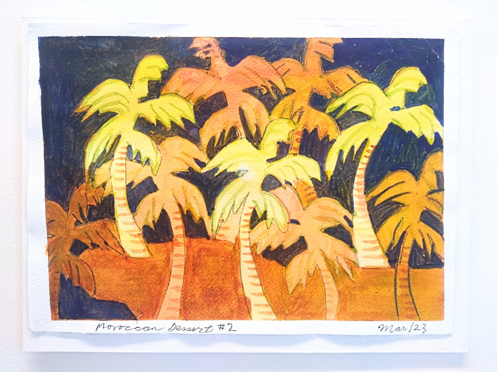 Orange and yellow palm trees.