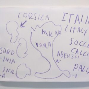 Hand drawn map of Italy.
