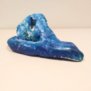 A blue wave sculpture.