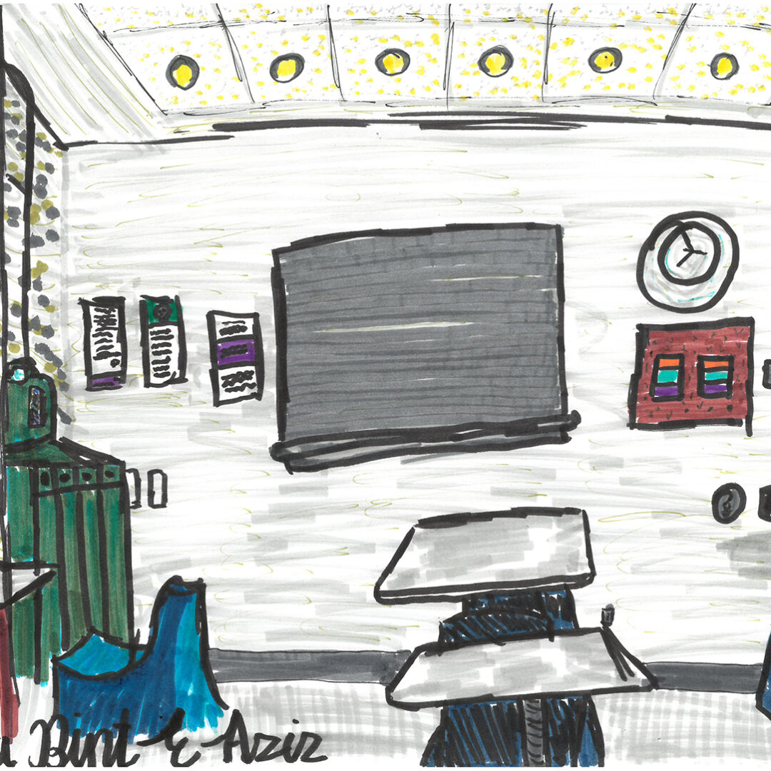 Marker illustration of a CAMH Lunch room.