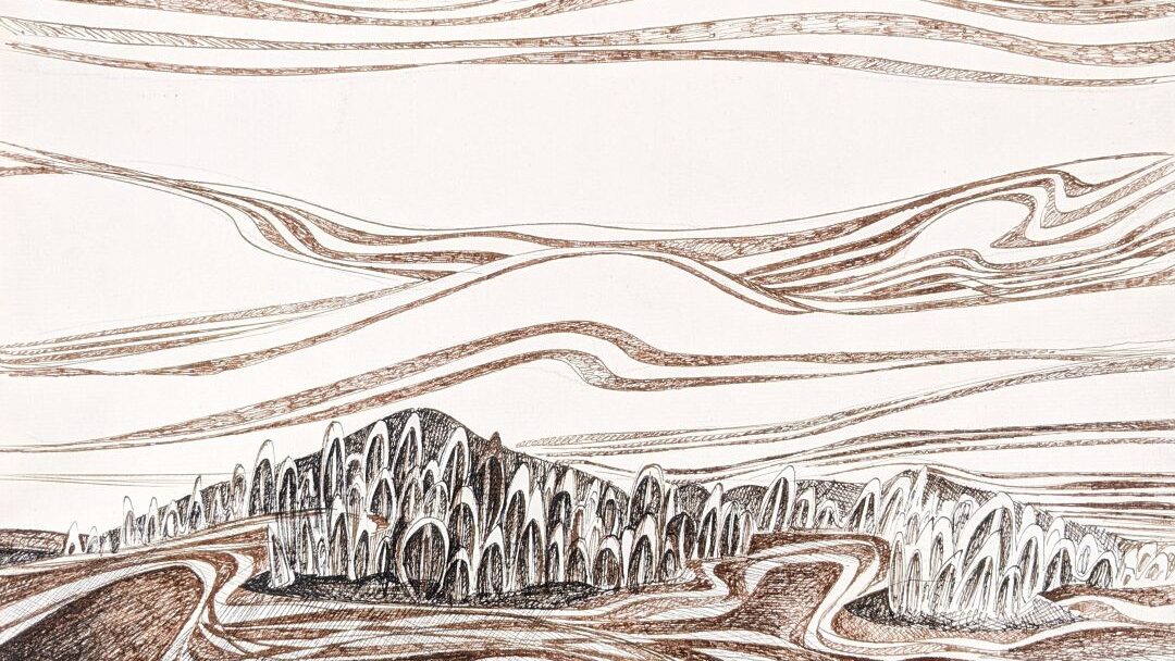 Ica Pas_landscape in brown Ica Pas, landscape in brown, 1970s. Ink on paper.